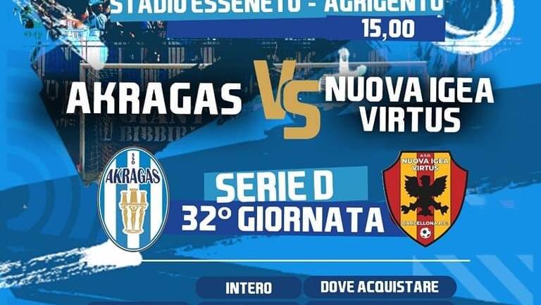 Domenica 24 marzo l’Akragas ospita la Nuova Igea Virtus: info biglietti e inizio prevendita