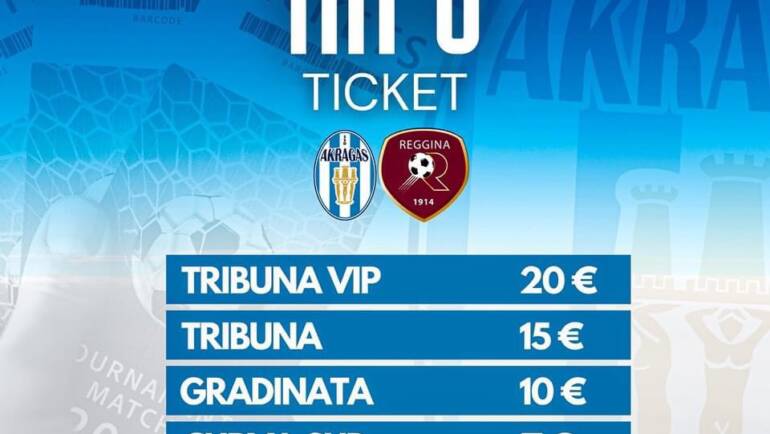 Verso Akragas-Reggina di domenica 3 novembre, ore 14:30: domani inizia la prevendita dei biglietti
