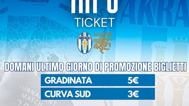 Ultima chiamata per la promozione sui biglietti di Akragas-Locri